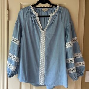 Tuckernuck Blue Top with Lace Detail - Size Small